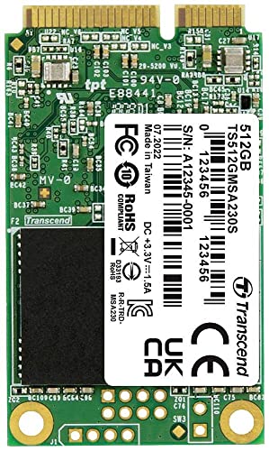 Transcend Ts512Gmsa230S - Unità A Stato Solido Da 512Gb Sata Iii 6 Gb/S, Msa230S Msata Ssd 230S