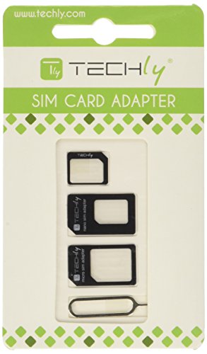 Techly 301535 Adattatore Scheda Sim (4 In 1) Nano-Sim, Micro-Sim E Sim Nero Nero