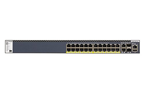Netgear Gsm4328Pb-100Nes Prosafe Switch Managed Gigabit Poe, 24 Porte Poe, Stacking Sicuro Nsf, Funzioni Auto-Iscsi/Auto-Voip, Usb