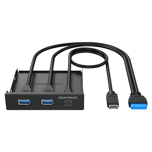 Graugear | Pannello Frontale Usb 3.2 Gen2 2X2 20Gbps Usb-C Da 3,5 Pollici | 1Xtyp-C E 2Xusb A Fino A 5 Gbps | A-Key 20 Pin E 19 Pin | Pannello Frontal
