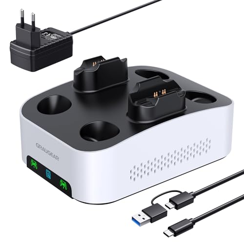 Graugear Disco Rigido Esterno Da 8 Tb Per Ps5, Stazione Di Ricarica Per Controller Ps5, 8 Tb Hdd Da 3.5 Pollici, Formattato Per Ps5, Cavo Usb-C Con Ad