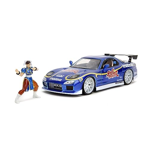 Jada Street Fighter 1:24 1993 Mazda Rx-7 Auto Pressofusa E Figura Chun-Li Da 7 Cm, Giocattoli Per Bambini E Adulti