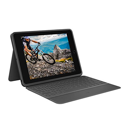 Logitech Rugged Folio Per Ipad (7ª, 8ª E 9ª Generazione) Custodia Con Tastiera Protettiva, Layout Inglese Uk Qwerty - Nero