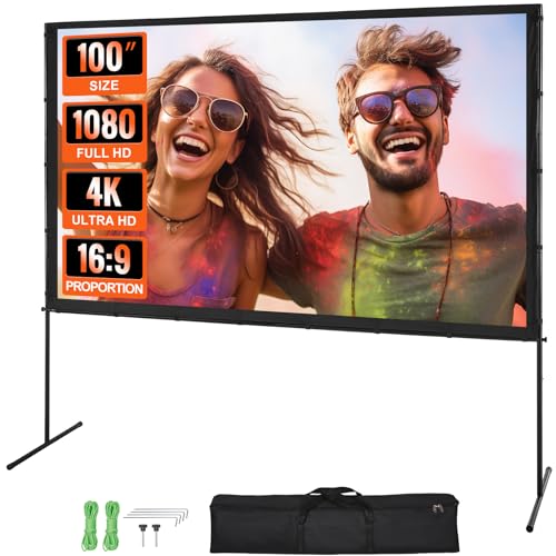 Vevor Supporto Con Schermo Di Proiezione Avvolgibile Manuale 100 Pollici 16:9 Hd 4K Proiettore Antirughe Tela Ampio Montaggio A Parete Immagine Dettag