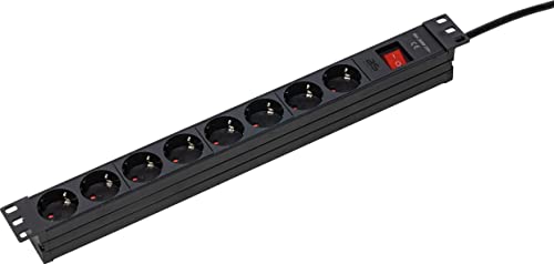 As - Schwabe Ciabatta Elettrica A 8 Prese, 19 Rack, Per Montaggio Universale In Armadi Di Rete Da 19", 230 V/16 A, A 45 Gradi, Ip20, Nero I 18191 3 M
