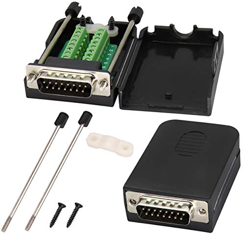 Aaotokk Db15 Vite Morsettiera Adattatore D-Sub 15 Pin 2 File Db15 Maschio A 16 Pin/Vie Femmina Connettore Seriale Breakout Board Modulo Di Segnale Con