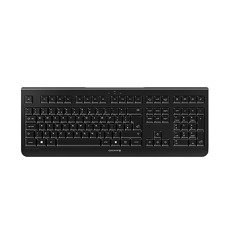 Cherry Kw 3000, Tastiera Senza Fili Con Tastierino Numerico, Layout Britannico (Qwerty), Connessione Wireless A 2,4 Ghz, Tasti Silenziosi, Design Piat