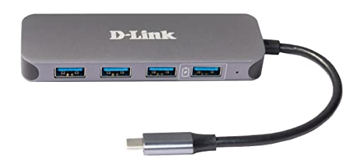 D-Link Dub-2340 Hub Da Usb-C A 4 Porte Usb 3.0 Con Alimentazione (60 W Pd Con Supporto Quick Charge Bc1.2) Per Pc, Macbook Pro, Macbook Air, Ipad Pro,
