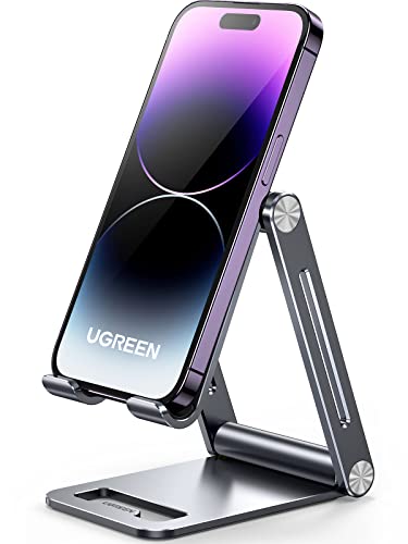 Ugreen Supporto Telefono Da Tavolo Regolabile, Porta Cellulare In Alluminio Da Scrivania Pieghevole, Compatible Con Iphone 15/14/13/12/8 Serie, Galaxy