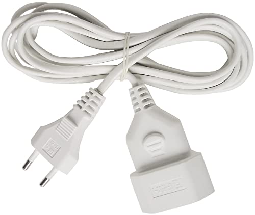 Brennenstuhl 1161670 - Alargador Eléctrico Ip20 H03Vvh2-F 2X0,75 De 5 M (Blanco) Con Clavija Y Toma Tipo Euro