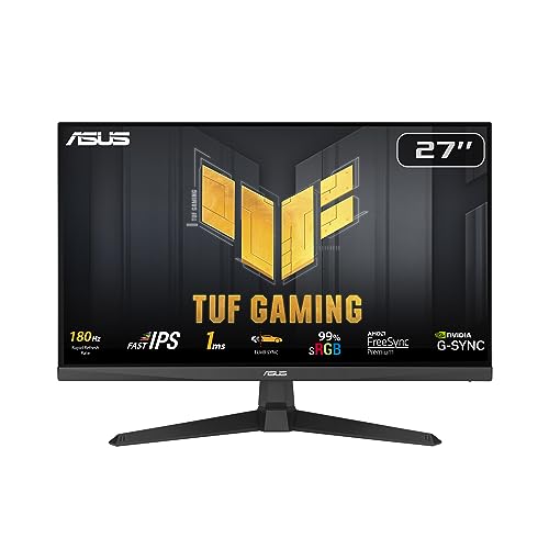 Asus Tuf Gaming Vg279Q3A Monitor Gaming 27” Pollici, Full Hd (1920X1080), 180 Hz, Fast Ips, Sincronizzazione Elmb, 1 Ms (Gtg), Freesync Premium, G-Syn