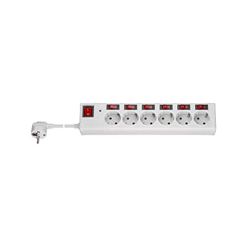 Goobay 72568 Presa Multipla 6X Ciabatta Con Interruttore Separato Per Ogni Presa + Interruttore Principale / Protezione Da Sovratensione / Adatta Per