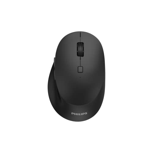 Philips Spk7607 Mouse Wireless - Fino A 3200 Dpi, 2,4 Ghz + Bluetooth 3.0/5.0, Clic Silenzioso Con 7 Pulsanti, Colore Nero
