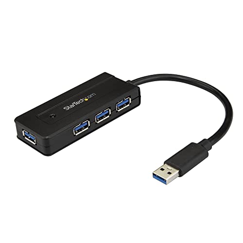 Startech.Com Hub Usb 3.0 A 4 Porte, Mini Hub Usb Con Porta Di Ricarica Veloce, Hub Portatile Usb 3.2 Gen 1(5Gbps) Per Laptop/Desktop, Alimentazione Vi