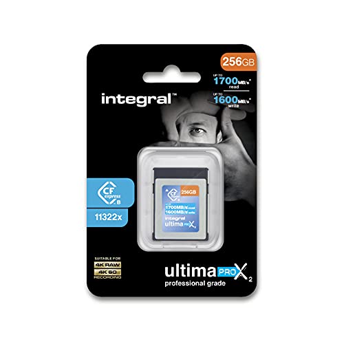 Integral Scheda Di Memoria Cfexpress Da 256 Gb Tipo B 2.0 Velocità Di 1700 Mb/S In Lettura 1600 Mb/S In Scrittura Progettata Per Dslr E Videocamere Di