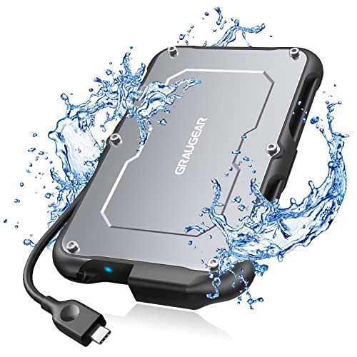 Graugear | Alloggiamento Esterno Usb-C Per 2,5" Sata Ssd/Hdd | Uasp Sata Iii Usb 3.2 Gen2 6 Gbps | Protezione Dagli Spruzzi D'Acqua Ip66 | Cavo Usb-C
