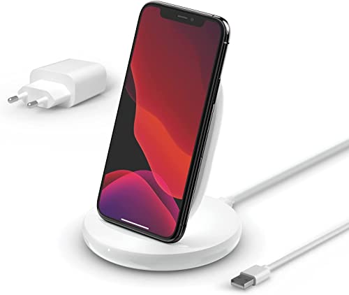 Belkin Boostcharge Supporto Di Ricarica Wireless Da 15 W (Caricabatteria Wireless Qi Rapido Per Iphone, Samsung, Pixel E Altri) - Bianca