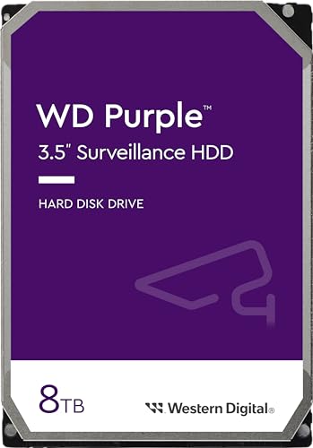 Wd Purple 8Tb Per Videosorveglianza, Hard Disk Interno Da 3.5”, Tecnologia Allframe, 180Bt/Anno, Cache Da 256 Mb, Garanzia 3 Anni