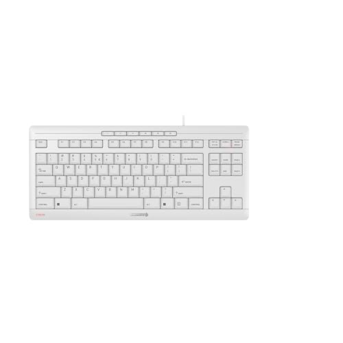Cherry Stream Keyboard Tkl, Layout Internazionale, Tastiera Qwerty, Tastiera Cablata, Blue Angel, Azione Sx Scissor, Battitura Silenziosa, Bianco-Grig