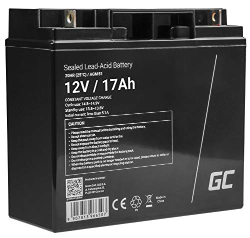 Greencell® Batteria Agm 12V 17Ah Al Piombo Accumulatore Sigillata Vrla Senza Manutezione Ricaricabile Batterie Di Ricambio Ermetica | Giocattoli Per B