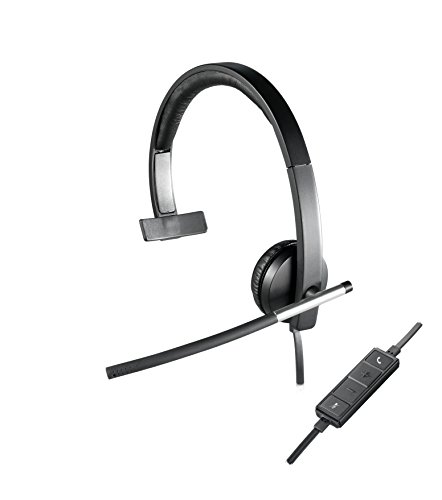 Logitech H650E Cuffie Cablate, Mono Con Microfono A Cancellazione Di Rumore, Usb, Controlli In Linea, Indicatore Led, Compatibili Con Pc/Mac/Laptop,