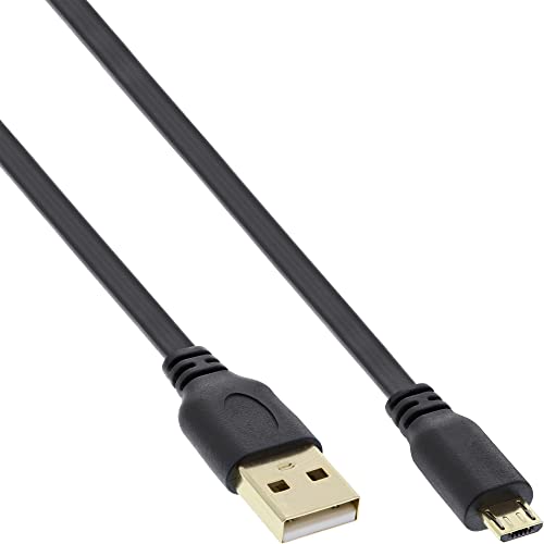 Inline 21458 Cavo Micro Usb 2.0, Piatto, Type-A Maschio A Type Micro-B Maschio, 5 M, Nero