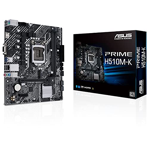 Asus Prime H510M-K, Scheda Madre Micro Atx Intel H510 (Lga 1200), Pcie 4.0, Slot M.2 32Gbps, Lan Intel 1 Gb, Hdmi, D-Sub, Usb 3.2 Gen 1, Sata 6 Gbps,