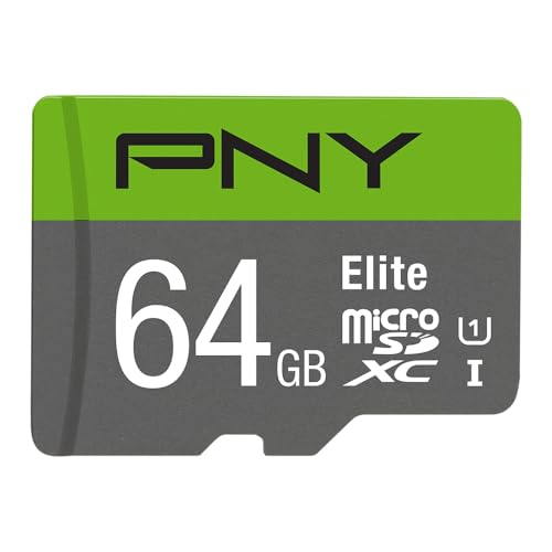 Pny Elite Scheda Di Memoria Microsdxc 64Gb + Adattatore Sd, Velocità Di Lettura Fino A 100Mb/S, Classe 10 Uhs-I, U1 Per Video Full Hd
