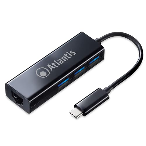 Atlantis Adattatore A04-Tc_Lan+Hb Da Usb Type_C A Lan + Usb-3.0 A 3 Porte