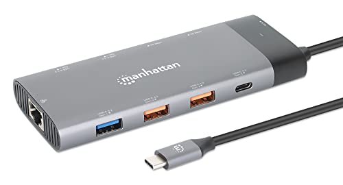 Manhattan 130714 Docking Station Usb-C Pd Doppio Monitor 8K Multiporta 10 In 1 Silver
