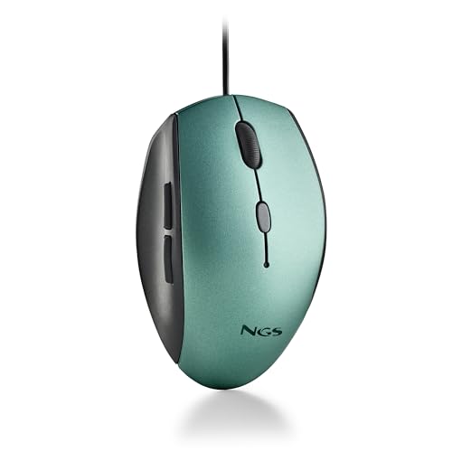 Ngs Moth Ice - Mouse Ottico Per Computer Cablato Usb Con 5 Pulsanti Silenziosi E Scorrimento, Mouse Ergonomico, 800/1200/1600 Dpi Dimmerabile, Ghiacci