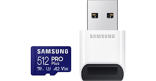 Samsung Memorie Mb-Md512Sb Pro Plus Scheda Microsd Da 512Gb, Uhs-I U3, Fino A 180 Mb/S, Usb Card Reader Incluso