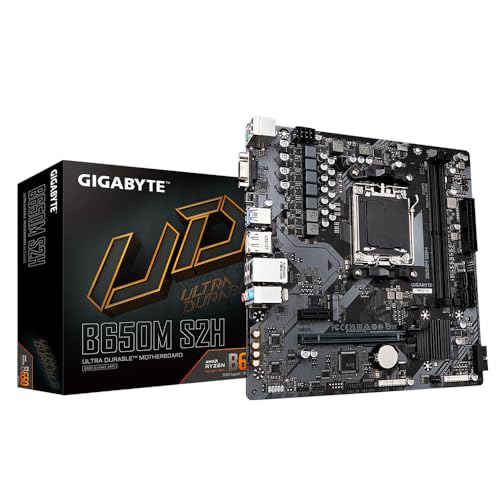 Gigabyte Scheda Madre B650M S2H - Supporta Cpu Amd Ryzen 8000, 5+2+2 Fasi Vrm Digitale, Fino A 6400 Mhz Ddr5, 1Xpcie 4.0 M.2, Gbe Lan, Usb 3.2 Gen 1