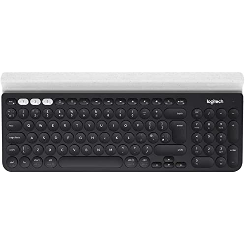 Logitech K780 Tastiera Wireless, Layout Inglese Qwerty, Grigio Scuro/Bianco