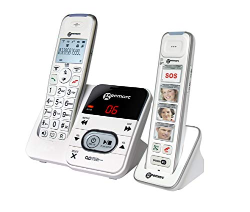 Geemarc Pack Mobility - Duo Di Telefoni Cordless Amplificati Con Segreteria Telefonica E Grandi Pulsanti Fotografici Personalizzabili Per Anziani - Ip