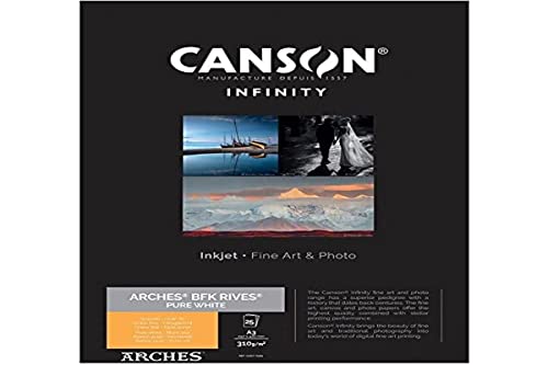 Canson Infinity Bfk Rives Carta Fotografica, A3, Tessuta, Bianco Puro, 25 Fogli, 310 G