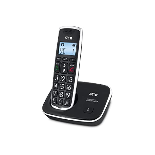 Spc Comfort Kaiser – Telefono Cordless Per Anziani Con Tasti E Numeri Xl, Suono Extra-Amplificato, 2 Memorie Dirette, Agenda E Vivavoce
