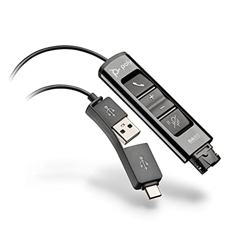 Plantronics Poly - Da85 Usb-A/Usb-C Digital Adapter Works With Poly Call Center Quick Disconnect (Qd) Headsets - Acoustic Hearing Protection -Works Wi