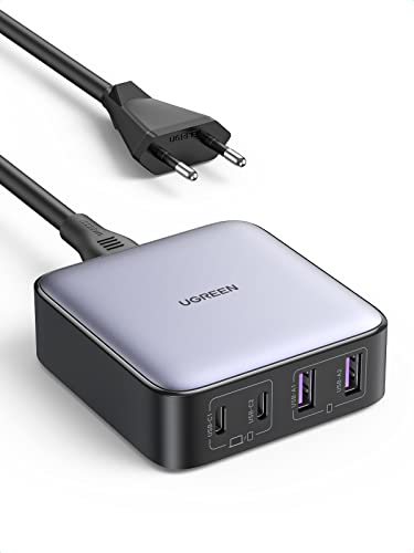 Ugreen Nexode 65W Caricatore 4 Porte Gan, Alimentatore 2 Usb C E 2 Usb, Compatibile Iphone 15/14/ 13, Galaxy S24/ S23/ S22/ S21, Redmi Note 12, Google