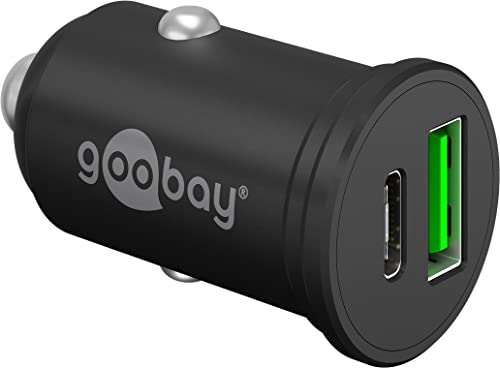 Goobay 61739 - Caricabatteria Da Auto Dual Usb, Ricarica Rapida, Usb 3.0 E Usb-C/Adattatore Accendisigari Per Auto Con Erogazione Di Potenza 45 W A 12