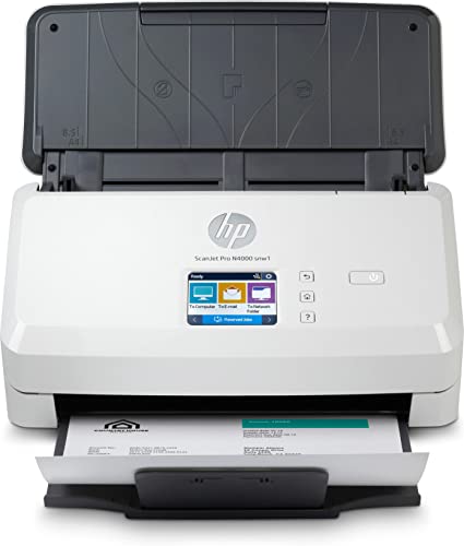 Hp Scanjet Pro N4000 Snw1 6Fw08A, Scansione Fronte E Retro In Un Solo Passaggio, 40 Ppm E 80 Ipm, Wi-Fi, Wi-Fi Direct, Ethernet, Smart, Scan, Compatto
