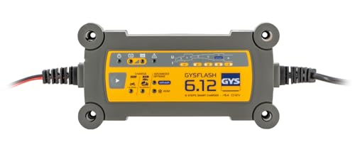 Gys - Gysflash 6.12 Caricabatterie Automatico 12V, 0.8/6A, Piombo, Caricatore Intelligente, Mantenitore, Moto, Auto, Moto D'Acqua – 029378