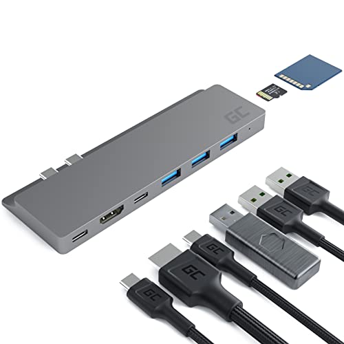 Adattatore Hub Usb-C Green Cell 8In1 (Thunderbolt 3 5K, Hdmi 4K 30Hz, 3X Usb 3.0, Sd, Microsd) Per Apple Macbook Air 13” 2018-2020, Apple Macbook Pro