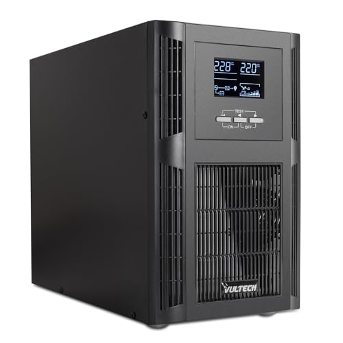 Vultech Gs-3Kvas Gruppo Di Continuità Ups Online Serie Server 3000Va 2700Watt, Display Lcd, Onda Sinusoidale Pura, 2X Bipasso/Schuko + 1 Iec13 + Usb,