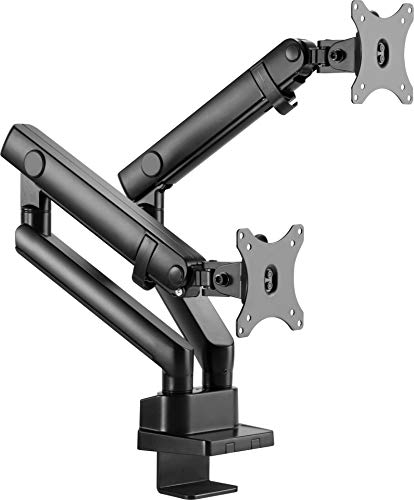 Icy Box Supporto Per Doppio Monitor Per 2 Monitor Fino A 32", Si Attacca Al Piano Del Tavolo O Al Bordo Del Tavolo, Acciaio, Nero (Ib-Ms314-T)