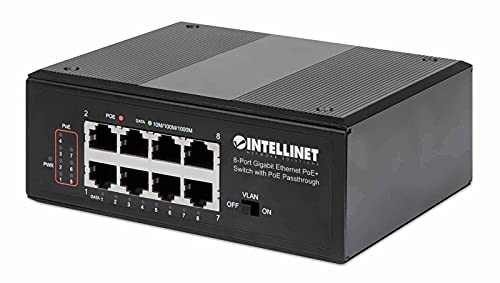 Intellinet 561624 Switch Ethernet Gigabit 8 Porte Poe+ Con Poe Passante Nero