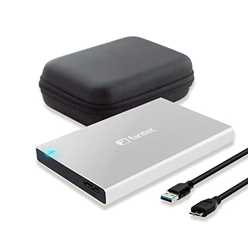 Fantec Alu-25B31 Case Per Dischi Rigidi Esterni Sata Da 2,5" O Ssd, Usb 3.1 Ed Uasp, Fino A 10 Gbit/S, Raffreddamento Passivo, In Alluminio, Argento