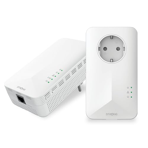 Strong Powerl1000Wfduoeuv2 Powerline Wifi 1000 Duo, 100 Mbit/S, Adattatore Wlan Ad Alta Velocità, Portata Fino A 300 M, Set Powerlan, Internet Tramite