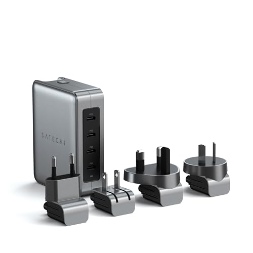 Satechi Caricatore Da Viaggio Gan, Caricatore 145W Gan Usb-C Con 4 Porte, 2 Usb-C Pd 3.1 E 2 Usb-C Pd 3.0, Ricarica Rapida Viaggio Stazione Per Apple,