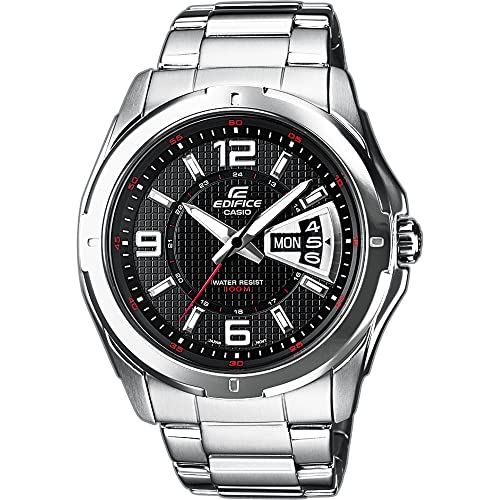Casio Edifice Orologio, Robusta Cassa, 10 Bar, Nero, Uomo Con Cinturino In Acciaio Inox Ef-129D-1Avef